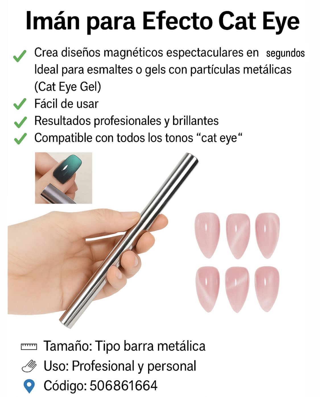 IMAN PLATEADO PARA EFECTO OJO DE GATO