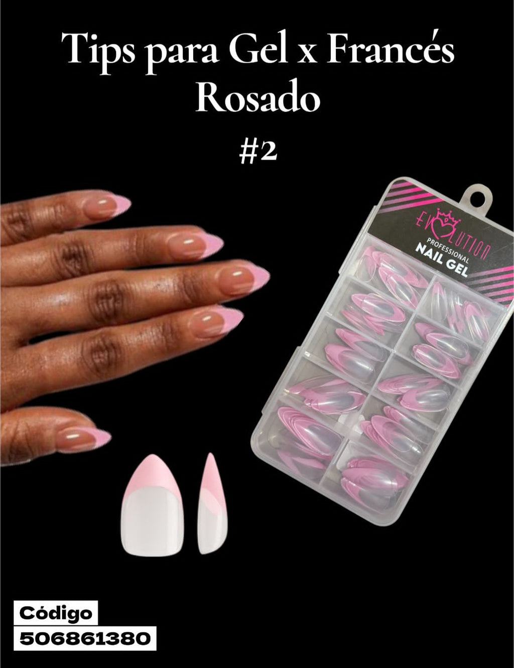TIPS GEL X FRANCES ROSADO #2