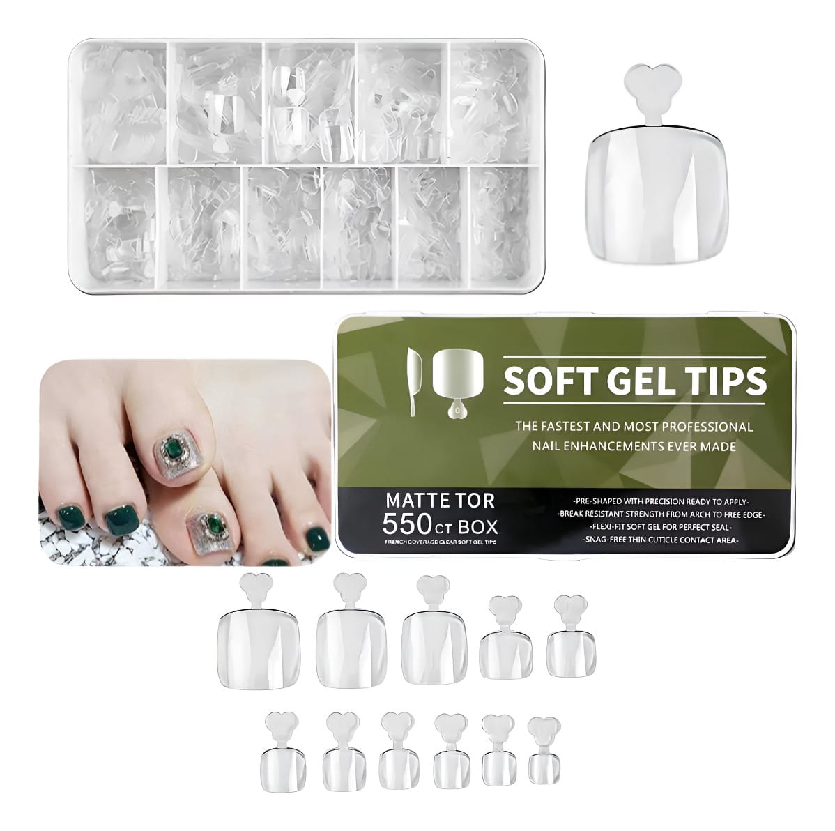 UÑAS DE GEL PARA PIES 550UD